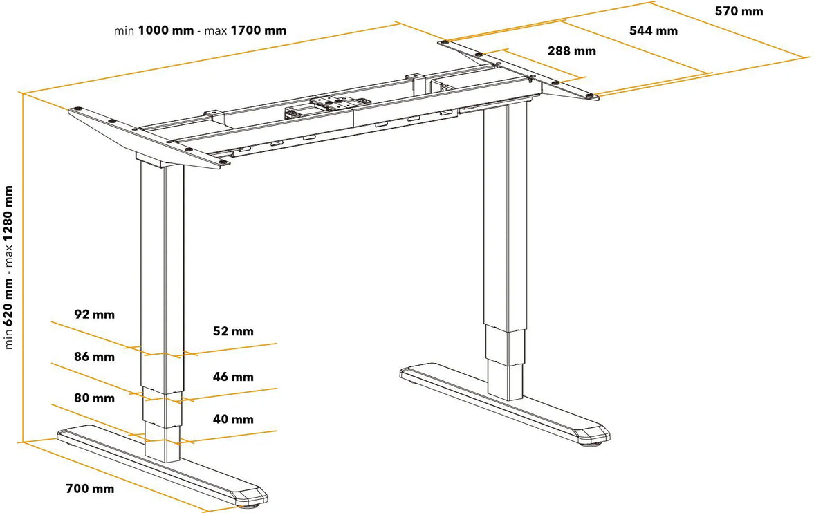 Výškově nastavitelný stůl – elektrický s LED panelem