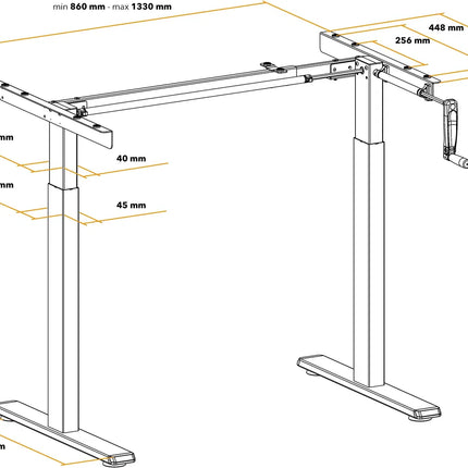 Výškově nastavitelný stůl - manuální - Bílý