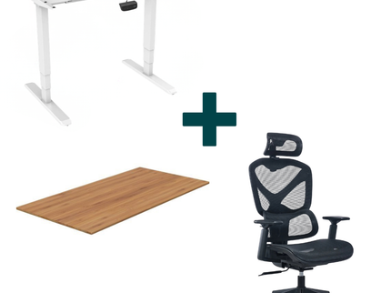 Elektrický zvedací stůl + pracovní deska + ergonomické křeslo