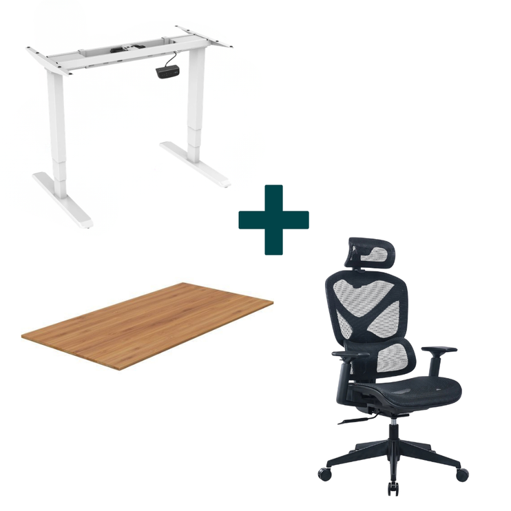Elektrický zvedací stůl + pracovní deska + ergonomické křeslo