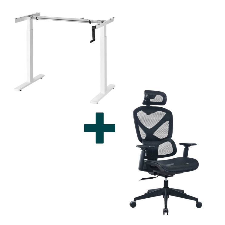 Manuální zvedací stůl + ergonomické křeslo
