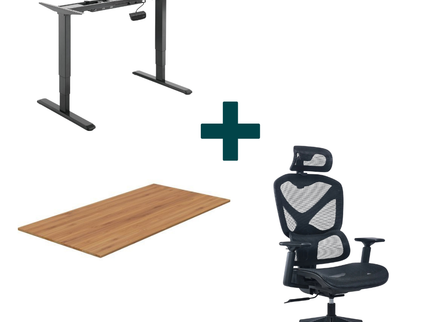 Elektrický zvedací stůl + pracovní deska + ergonomické křeslo